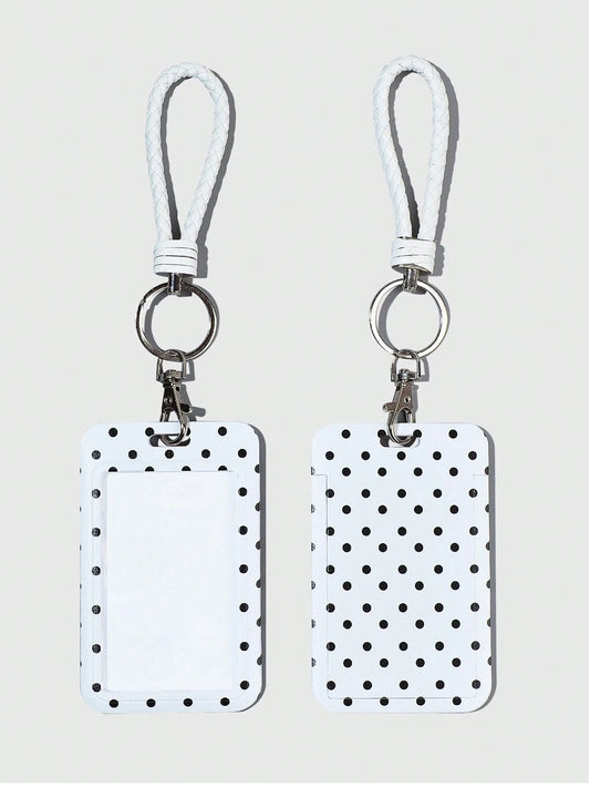 ROMWE Kawaii 1 Cute Polka Dot Slider Card Holder Visual ID Card Bank Card Storage Cabinet Tool