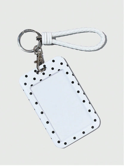 ROMWE Kawaii 1 Cute Polka Dot Slider Card Holder Visual ID Card Bank Card Storage Cabinet Tool