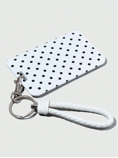 ROMWE Kawaii 1 Cute Polka Dot Slider Card Holder Visual ID Card Bank Card Storage Cabinet Tool