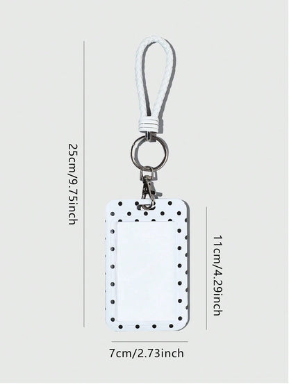 ROMWE Kawaii 1 Cute Polka Dot Slider Card Holder Visual ID Card Bank Card Storage Cabinet Tool