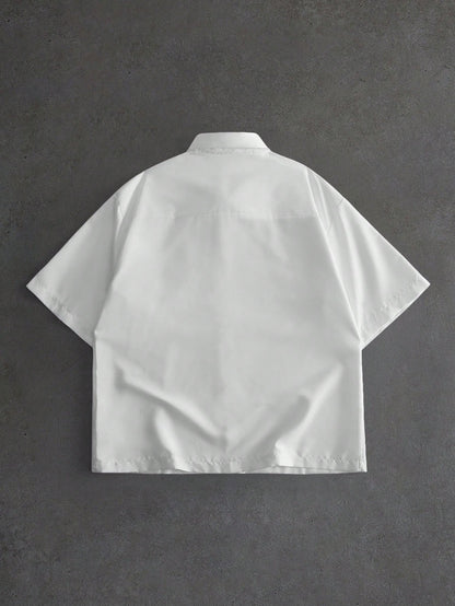 ROMWE MEN Men's Short Sleeve Deconstructed Design Casual Shirt
