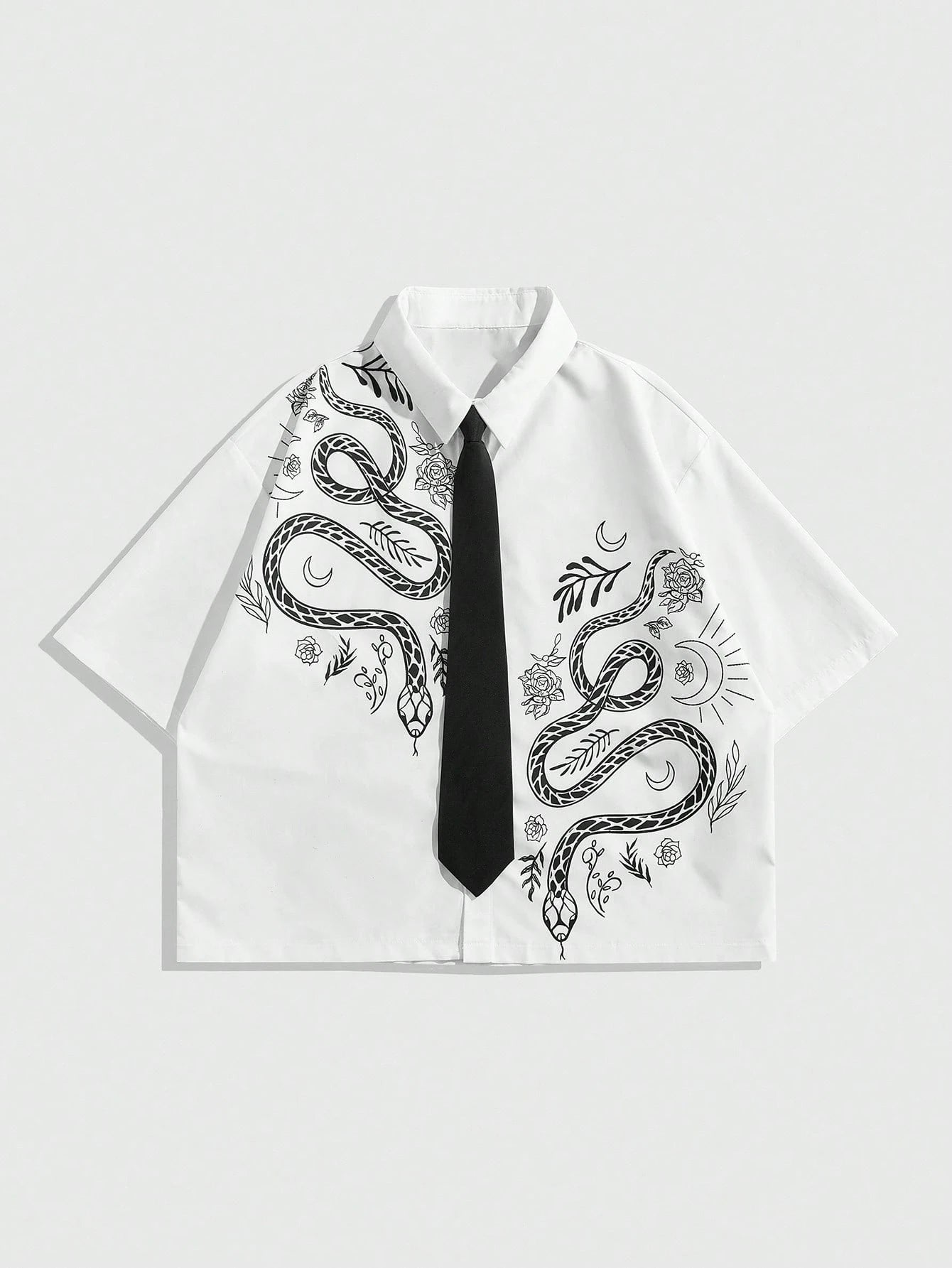 ROMWE MEN Men's Short Sleeve Deconstructed Design Casual Shirt
