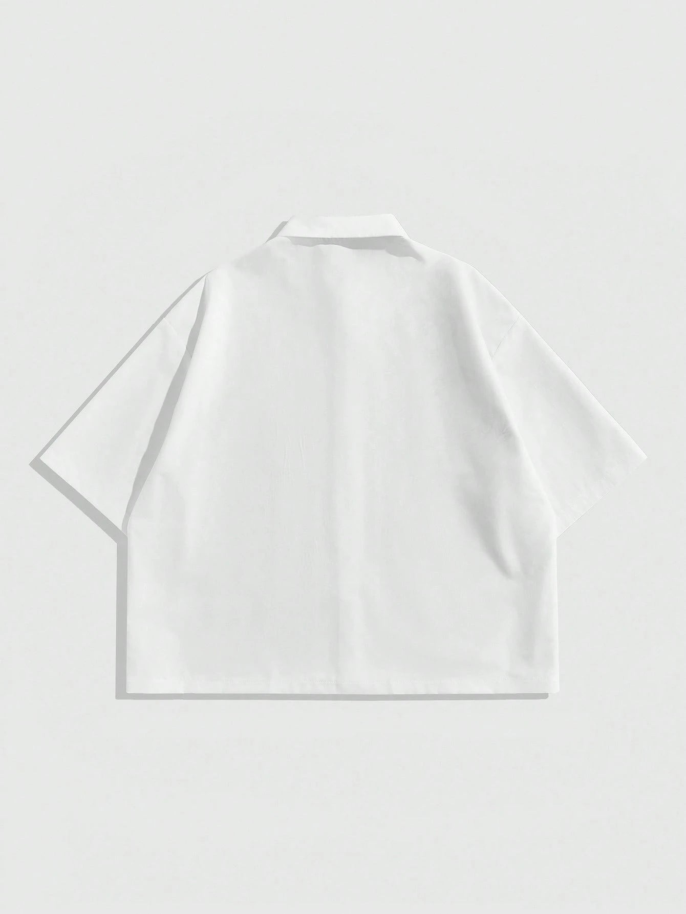 ROMWE MEN Men's Short Sleeve Deconstructed Design Casual Shirt