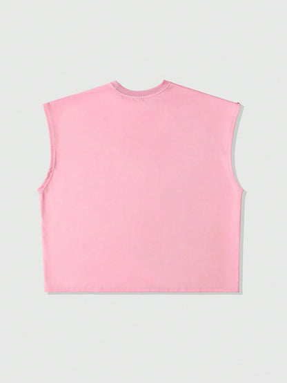 ROMWE MEN Street Life Men's Printed Rivet Loose Tank Top