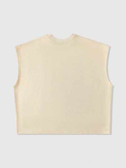 ROMWE MEN Street Life Men's Printed Rivet Loose Tank Top