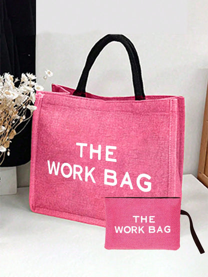 Rose Red Floral Print Linen Tote Bag, Rose Red Canvas Shopping Bag, Teacher Appreciation Gift, Women's Large Capacity Linen Handbag. Large Capacity, Can Carry Small Wallet, Ideal Shopping Bag. Multifu