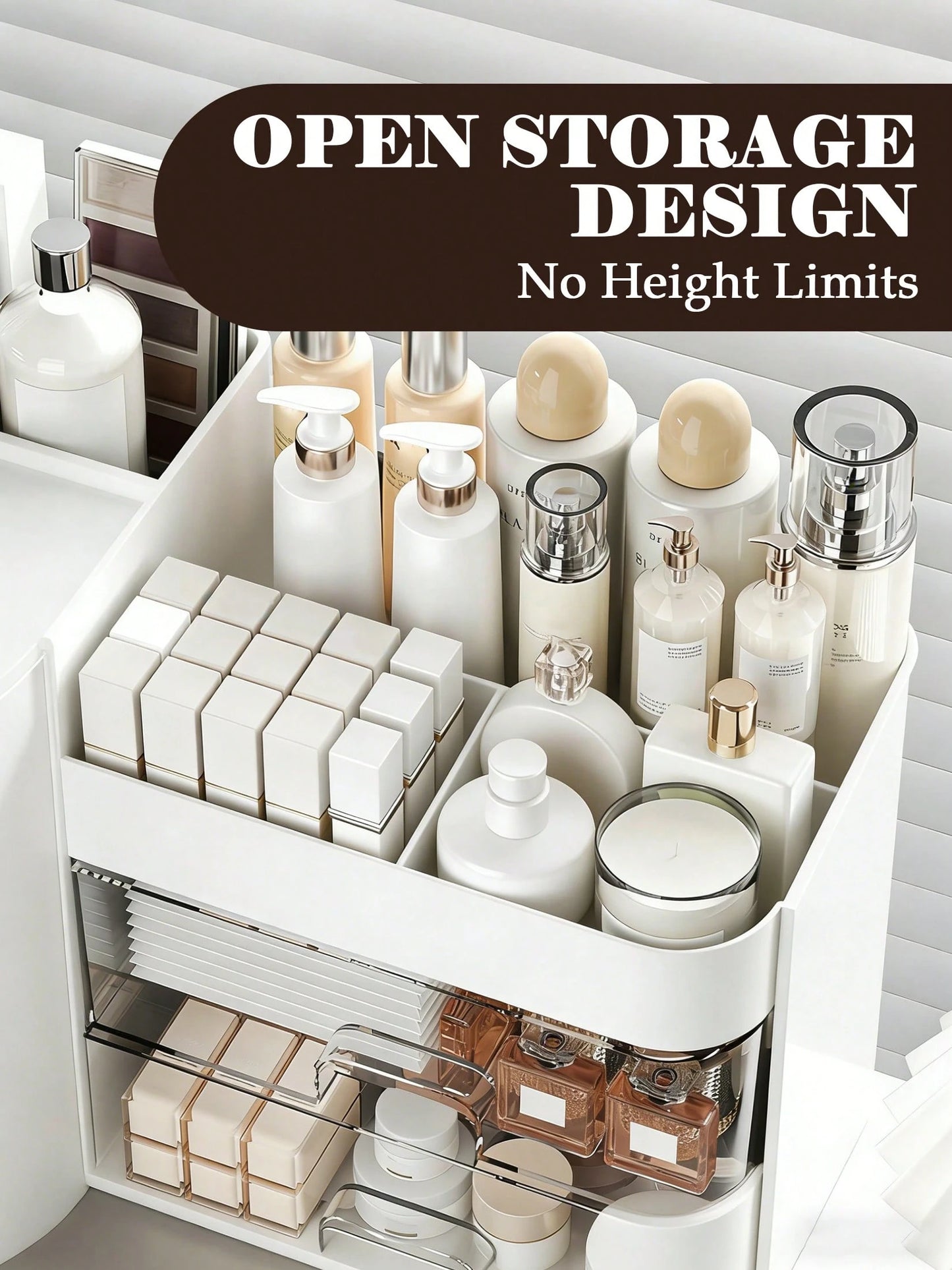 Rotating Makeup Organizer, 2 Tier Face Mask Skincare Organizers And Storage For Bathroom Countertop, Counter Cosmetic Holder For Dresser, Multi-Grid Storage With Brush Holder, Large Capacity Storage