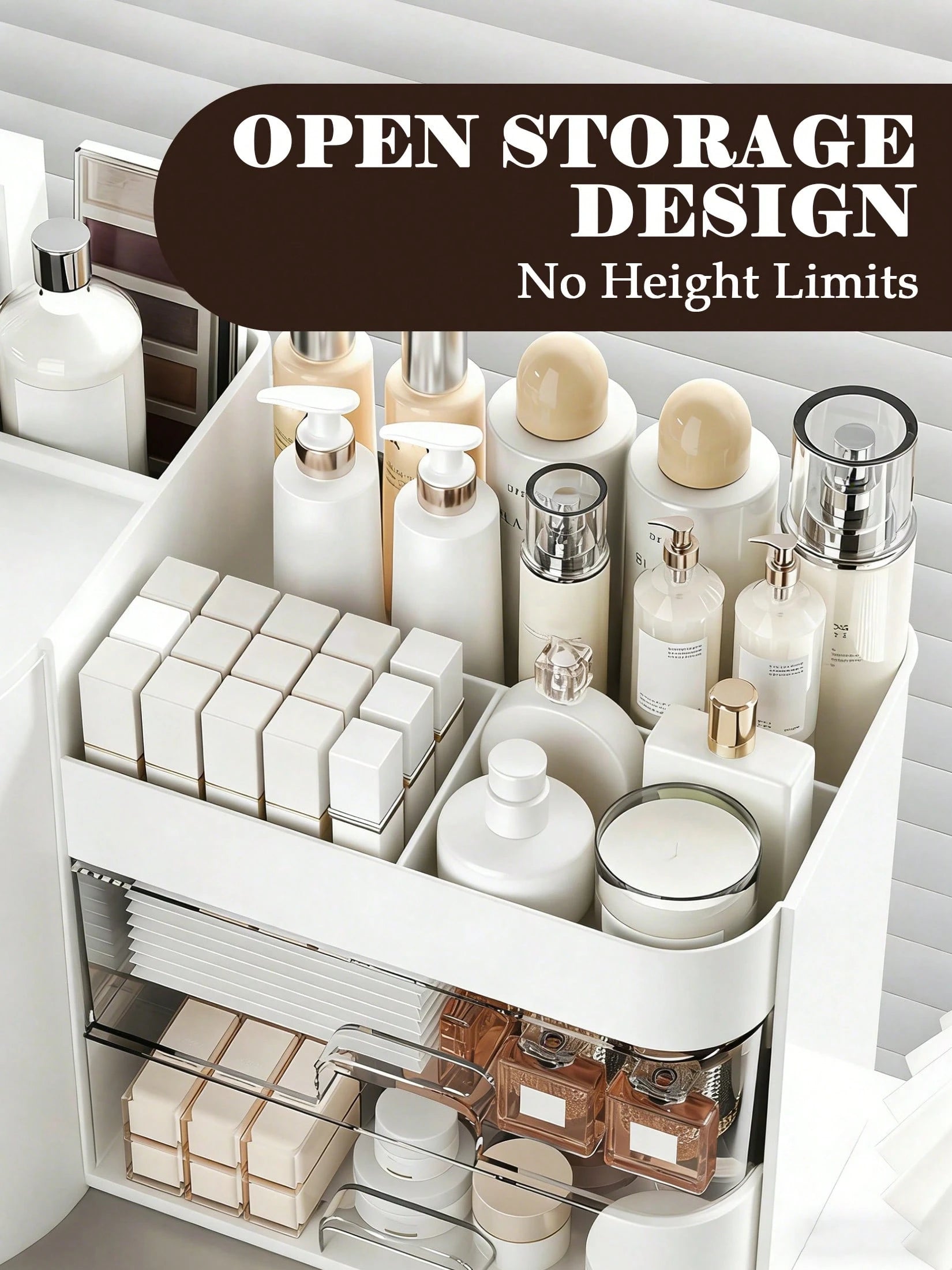 Rotating Makeup Organizer, 2 Tier Face Mask Skincare Organizers And Storage For Bathroom Countertop, Counter Cosmetic Holder For Dresser, Multi-Grid Storage With Brush Holder, Large Capacity Storage