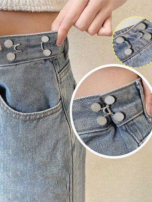 Round Waist Clasp Clip, Waist Cincher Clip, Needle-Free Detachable For Jeans, Skirts, Collars, And Brooches. Durable Metal Adjustable Pants Button, Metal Buckle, Fashionable Detachable Pants Clip, Uni