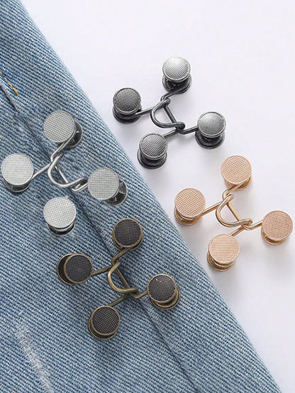 Round Waist Clasp Clip, Waist Cincher Clip, Needle-Free Detachable For Jeans, Skirts, Collars, And Brooches. Durable Metal Adjustable Pants Button, Metal Buckle, Fashionable Detachable Pants Clip, Uni