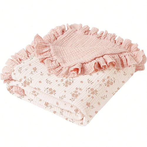 Ruffled Muslin Baby Blanket, Breathable & Comfortable Infant Toddler Blanket, Super Soft & Lightweight Baby Essentials, Baby Gift