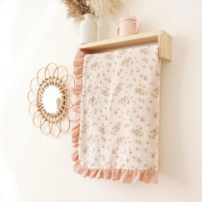 Ruffled Muslin Baby Blanket, Breathable & Comfortable Infant Toddler Blanket, Super Soft & Lightweight Baby Essentials, Baby Gift