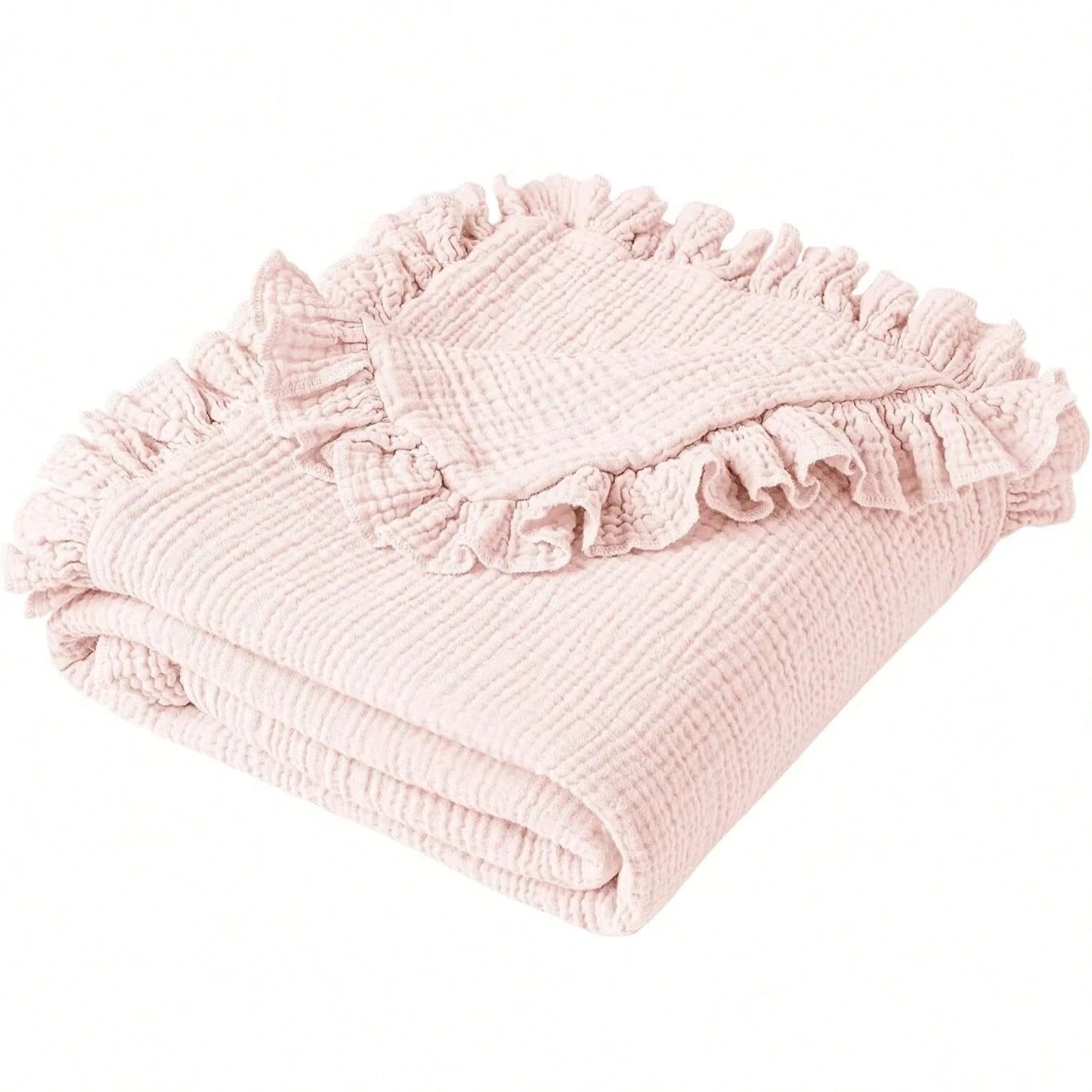 Ruffled Muslin Baby Blanket, Breathable & Comfortable Infant Toddler Blanket, Super Soft & Lightweight Baby Essentials, Baby Gift
