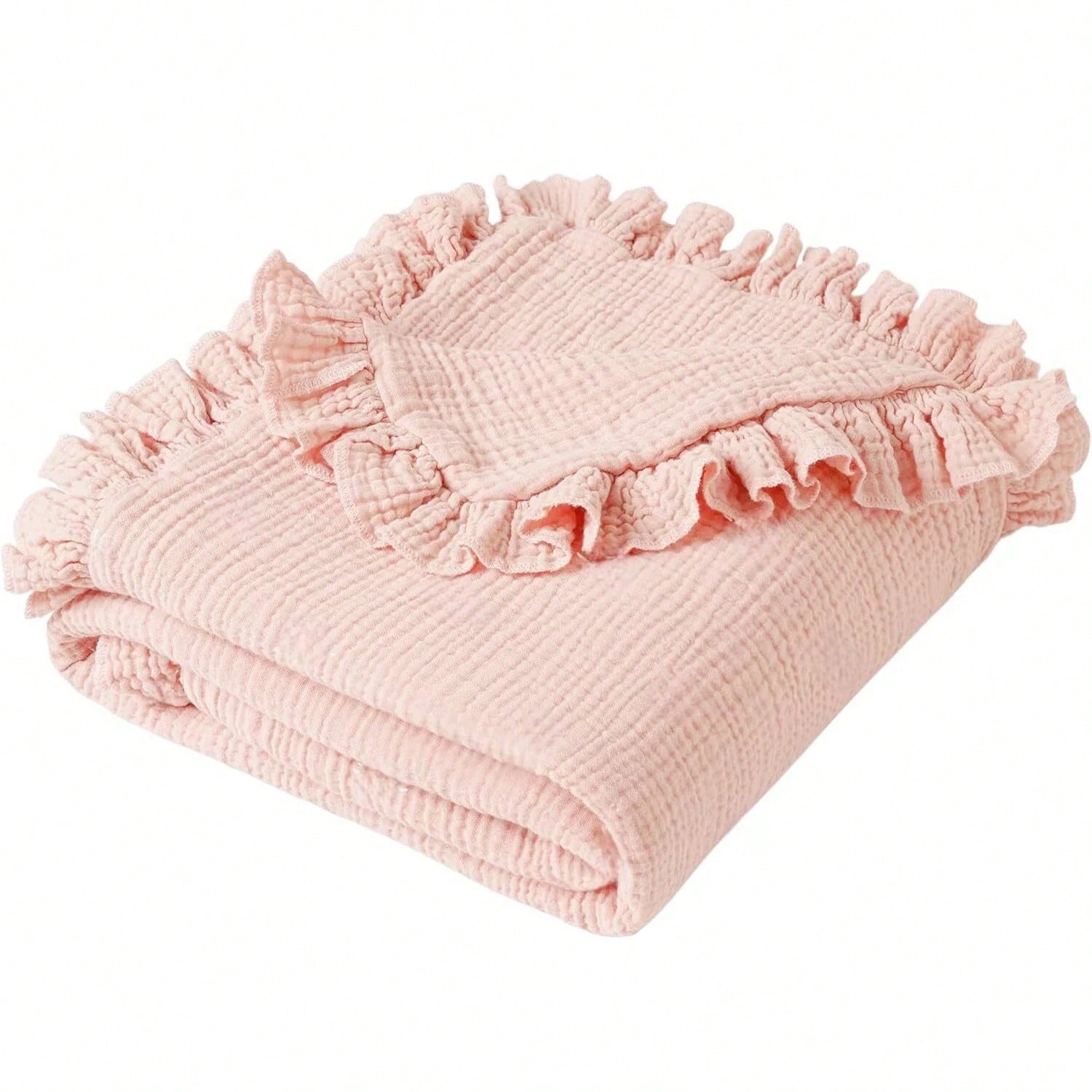 Ruffled Muslin Baby Blanket, Breathable & Comfortable Infant Toddler Blanket, Super Soft & Lightweight Baby Essentials, Baby Gift