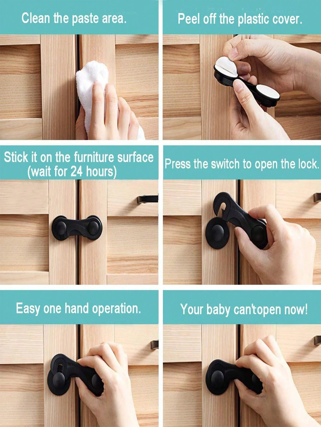 Safety Lock Daily Protection Accessories Baby Lock Suitable For Cabinets, Drawers, Refrigerators And More. Easy Installation, No Drilling Required