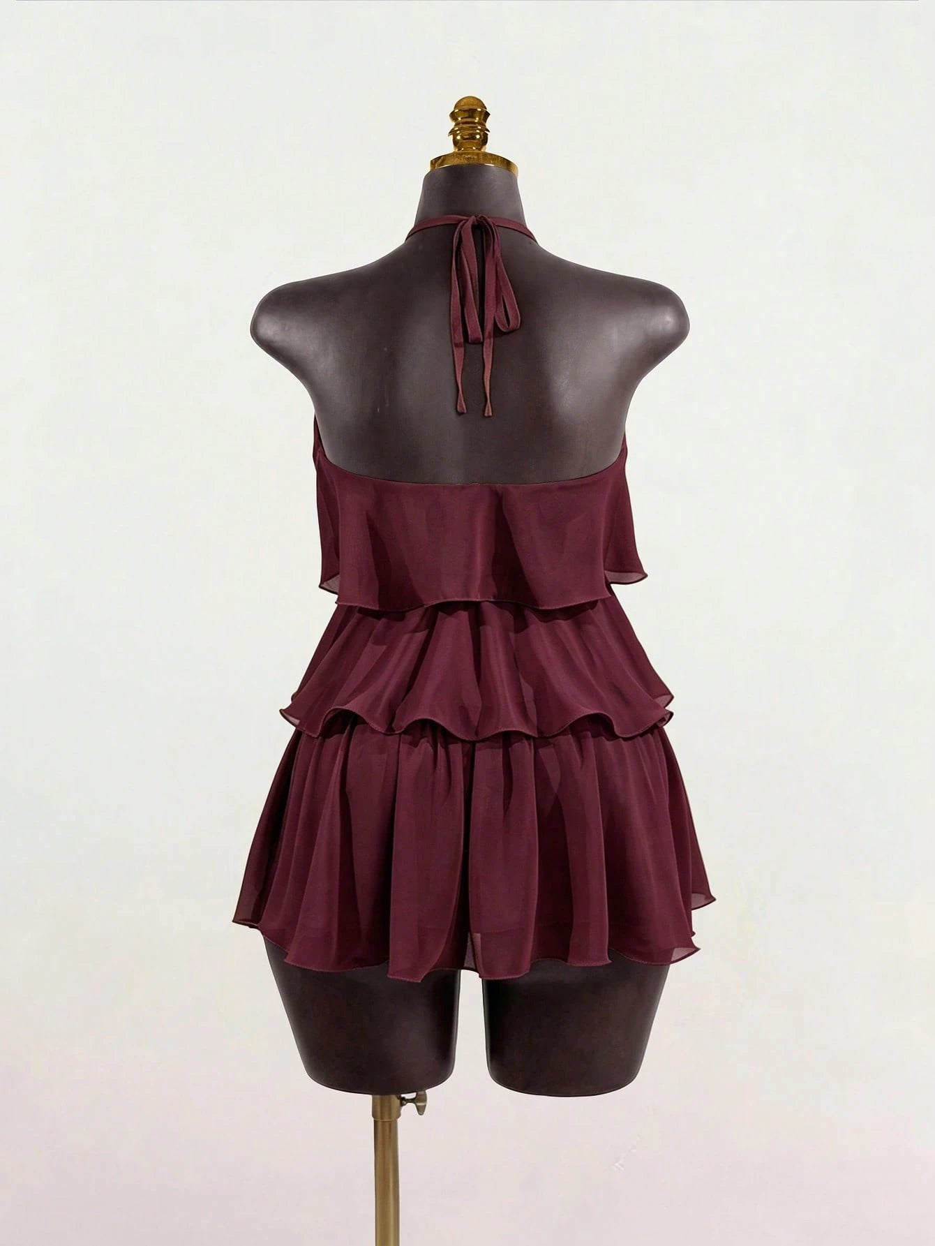 SaltGleam SaltGleam Women's Summer Elegant Solid Color Backless Halter Mini Dress