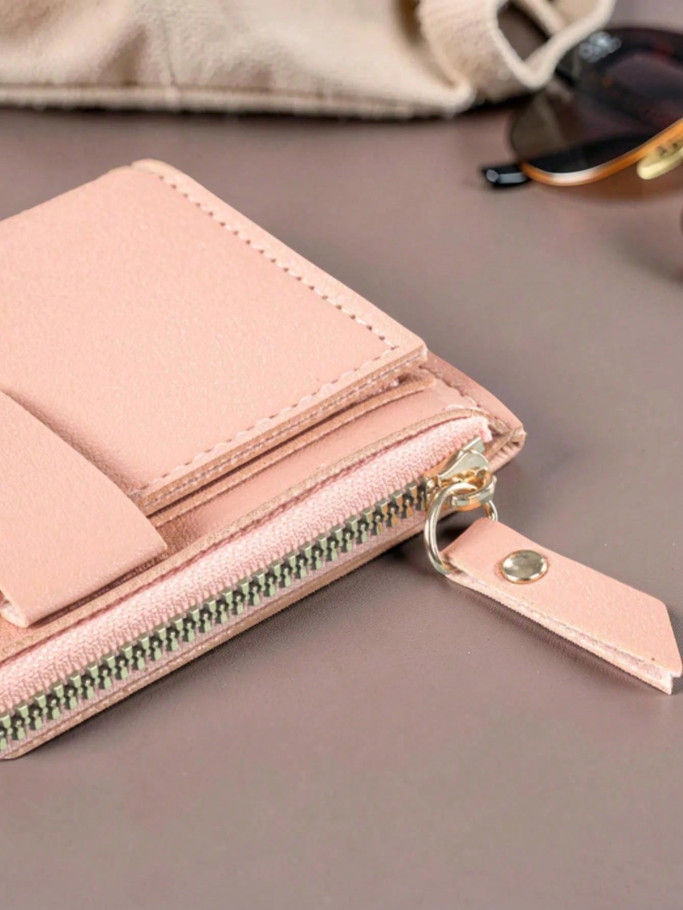 SANRIO 1PC Hello Kitty Women Short Wallet, Faux Leather Multi-Card Holder With Snap Button, LOVE Print Slim Coin Purse For Daily Use & Travel