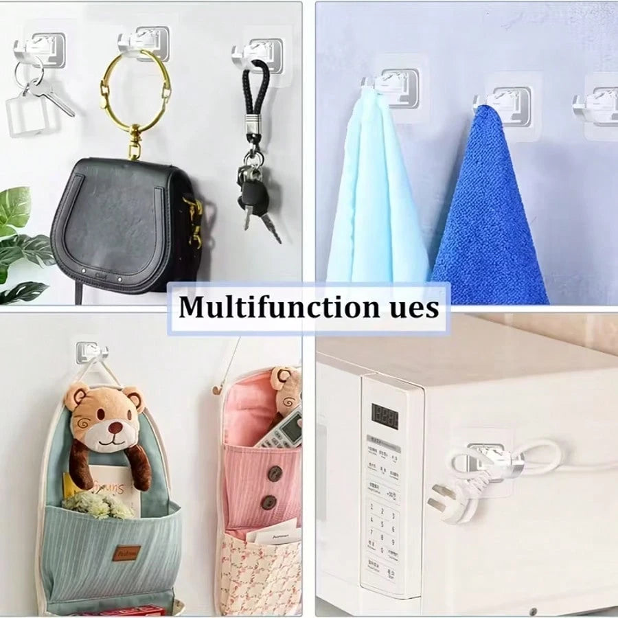 Self-Adhesive Curtain Rod Brackets, No Nails Needed Window Curtain Rod Wall Mounted Hooks, Adjustable Curtain Towel Rack Hooks, Suitable For Home, Bathroom, Kitchen, Hotel, Multi-Functional Transparen