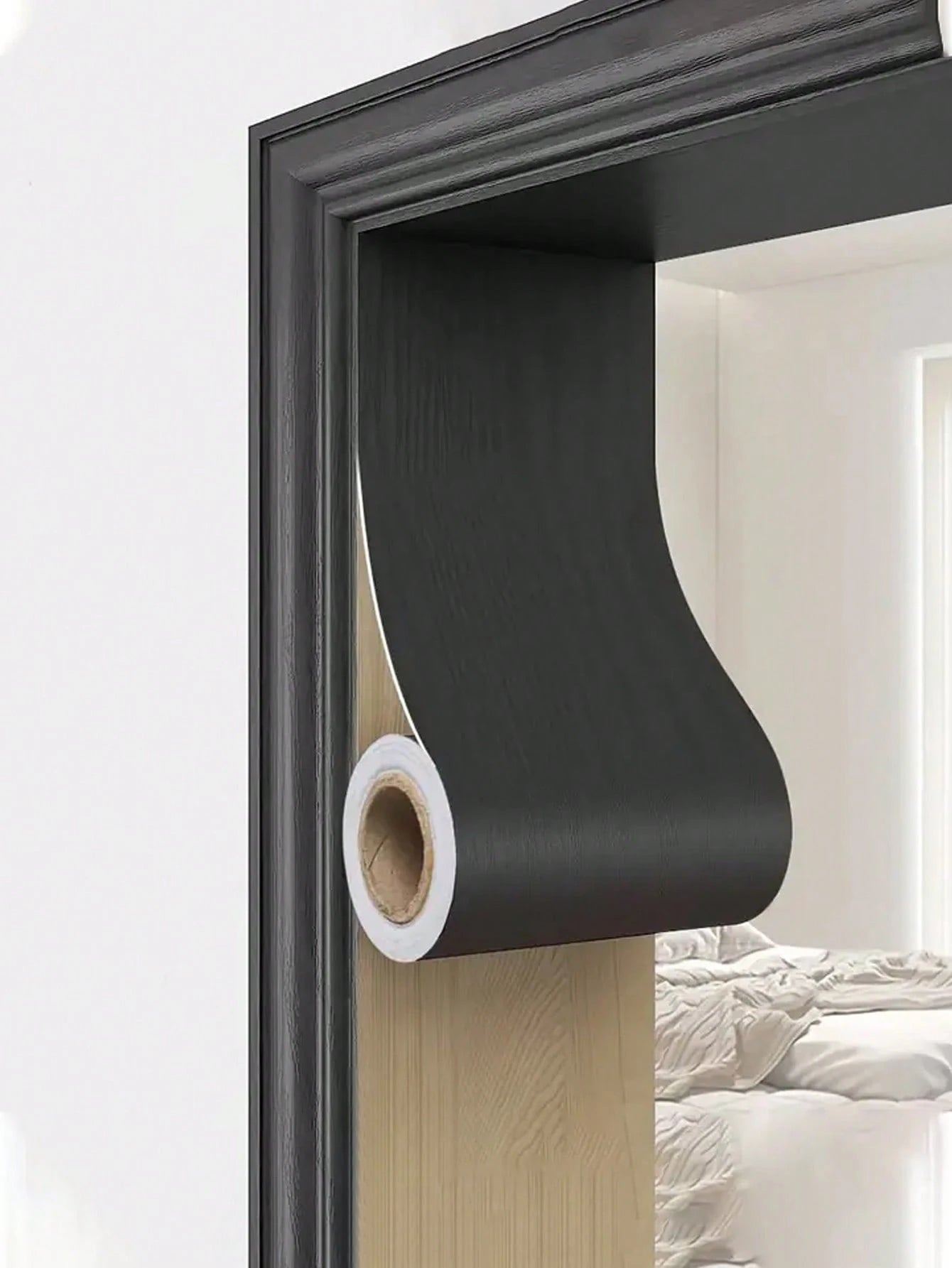 Self-Adhesive Wood Grain Repair Sticker For Door Frames- Black Vinyl Decorative Covering Tape For Damaged Wood, Easy Application, Hides Imperfections, Perfect For Bedroom Or Living Room Decor,For Tab