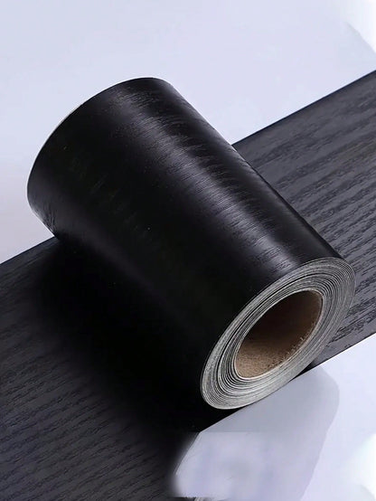 Self-Adhesive Wood Grain Repair Sticker For Door Frames- Black Vinyl Decorative Covering Tape For Damaged Wood, Easy Application, Hides Imperfections, Perfect For Bedroom Or Living Room Decor,For Tab