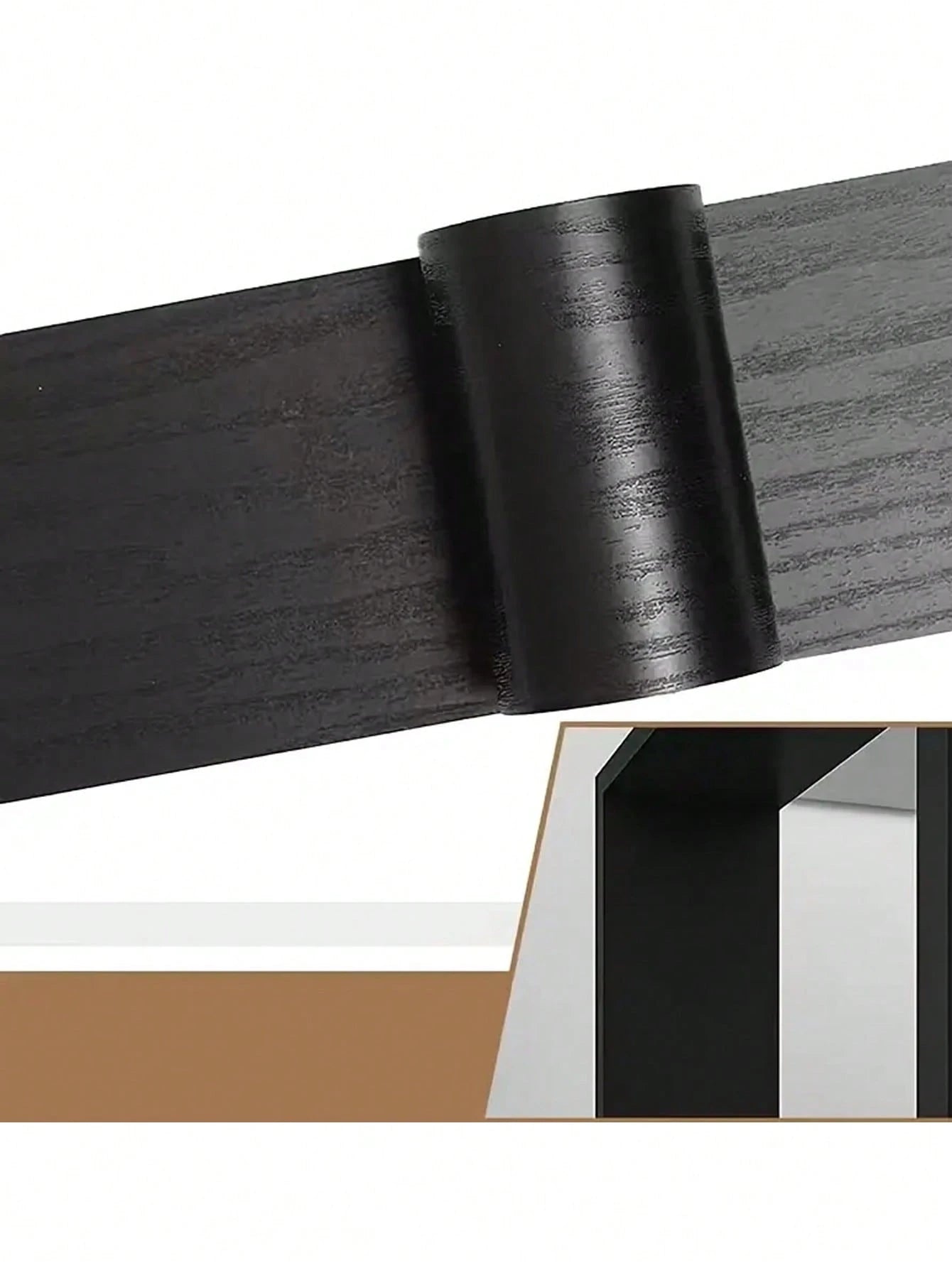 Self-Adhesive Wood Grain Repair Sticker For Door Frames- Black Vinyl Decorative Covering Tape For Damaged Wood, Easy Application, Hides Imperfections, Perfect For Bedroom Or Living Room Decor,For Tab