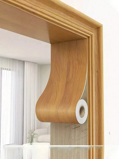 Self-Adhesive Wood Grain Repair Sticker For Door Frames- Black Vinyl Decorative Covering Tape For Damaged Wood, Easy Application, Hides Imperfections, Perfect For Bedroom Or Living Room Decor,For Tab