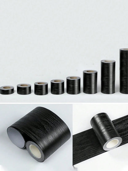 Self-Adhesive Wood Grain Repair Sticker For Door Frames- Black Vinyl Decorative Covering Tape For Damaged Wood, Easy Application, Hides Imperfections, Perfect For Bedroom Or Living Room Decor,For Tab