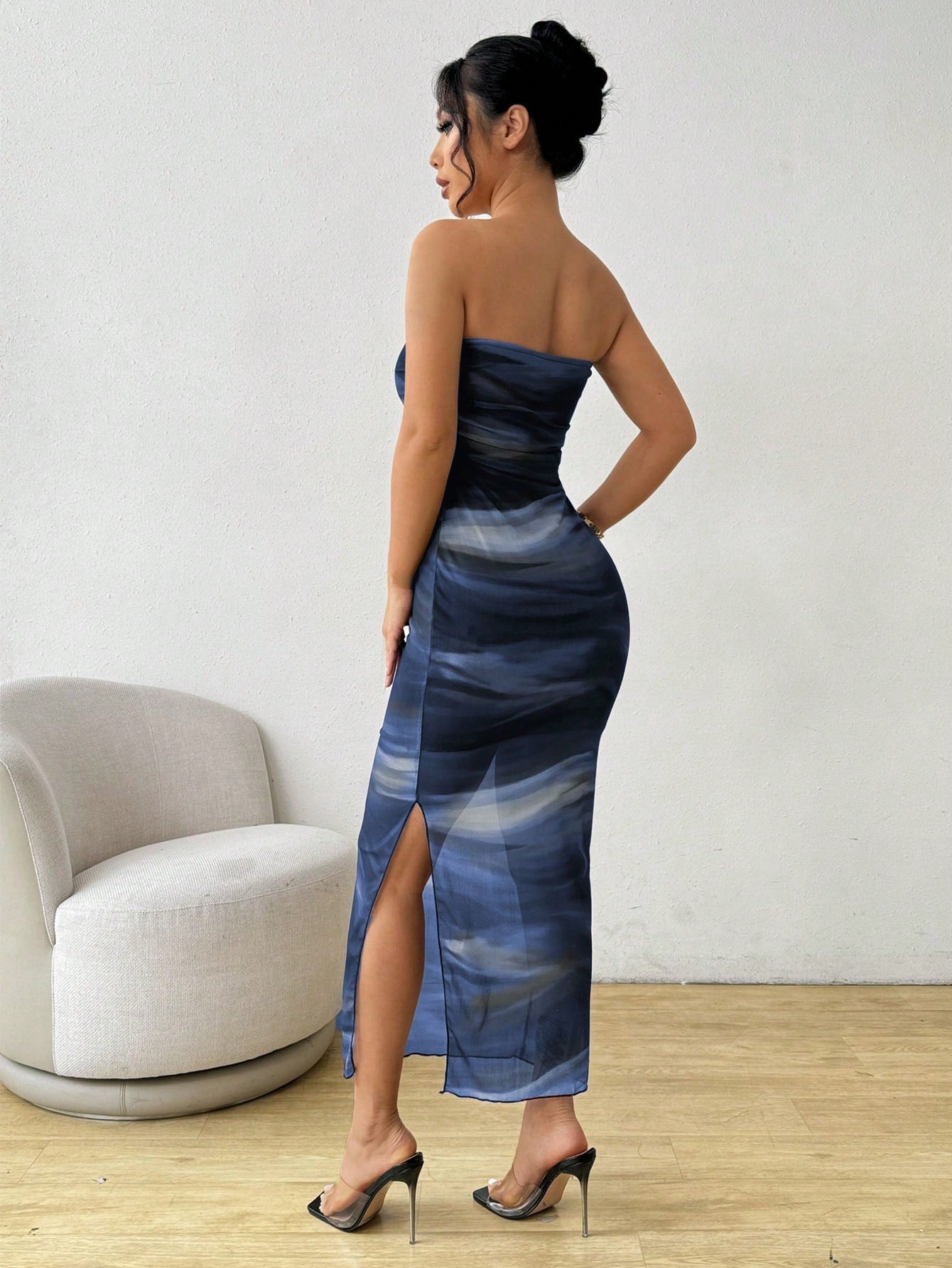 Selianne Tie Dye Printed Sleeveless Slit Midi Dress Maxi Women Outfit