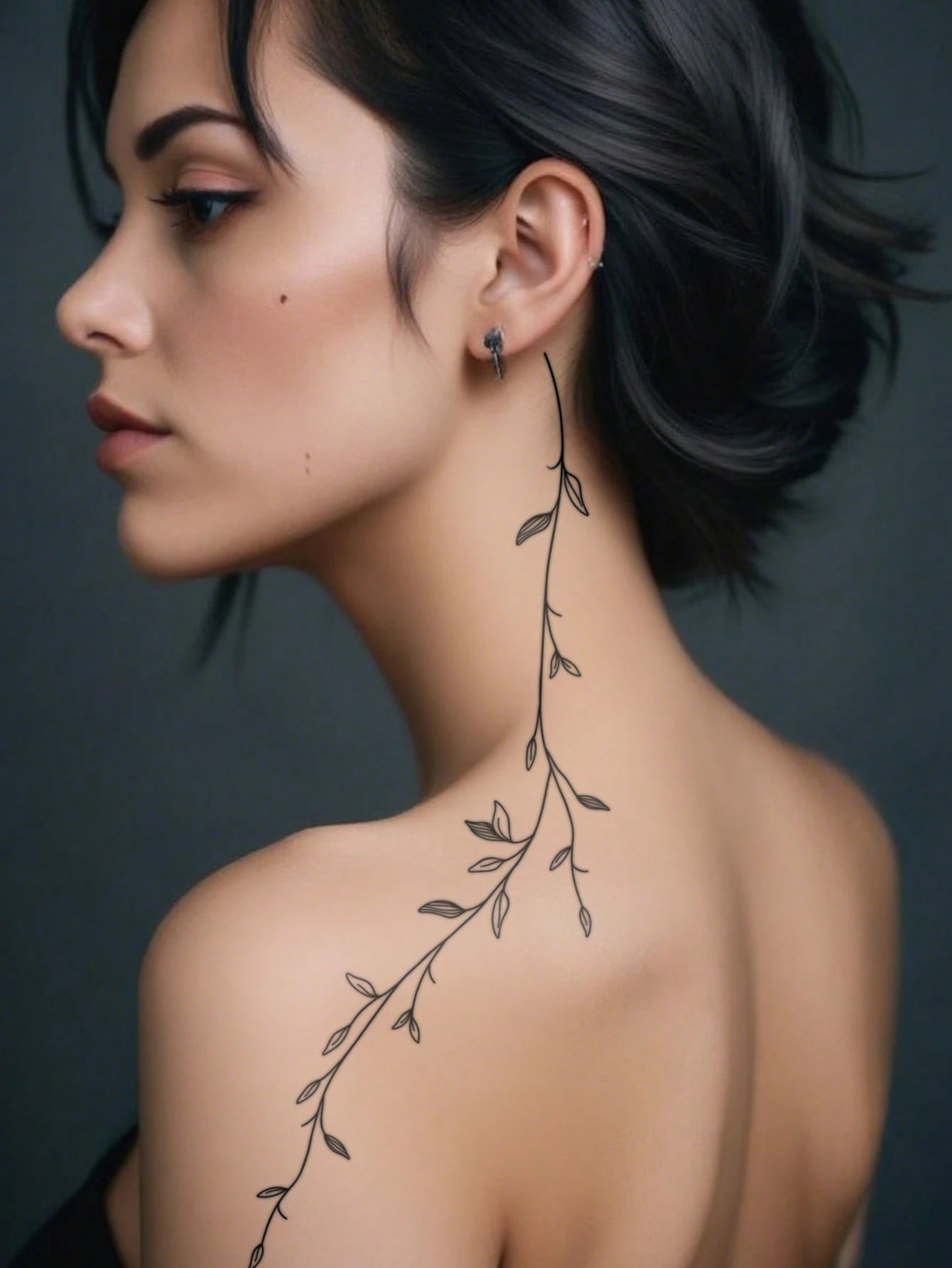 Sexy Line Style Body Art Back Waist Spine Painting Temporary Tattoo Stickers For Women, Moon, Heart, Flower, Geometric,Leaf Patterns.Waterproof Fake Tattoos,Lasting 2-5 Days,Can Be Used On The Arms,Sh