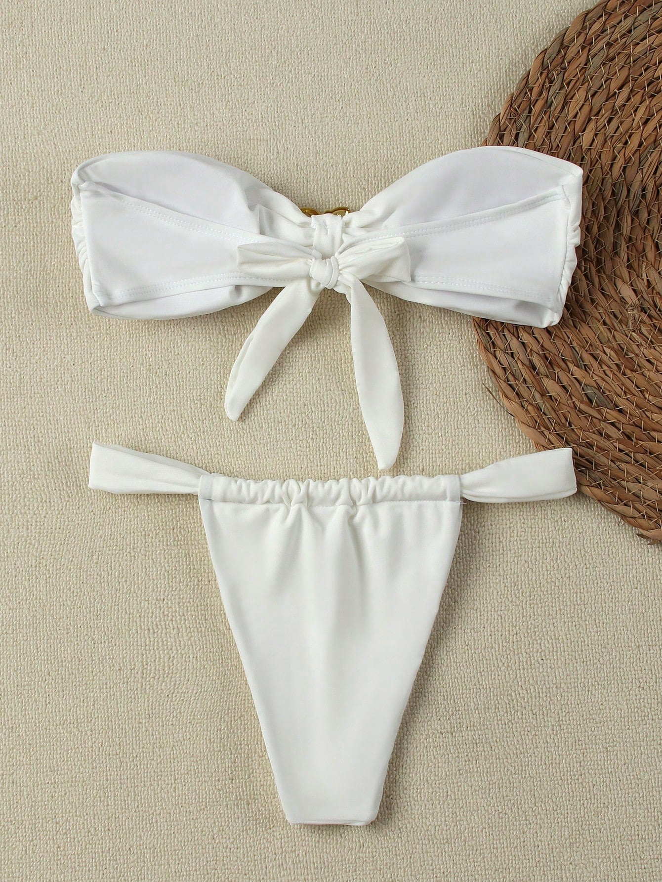 Sexy Solid Color Bandeau Women Bikini Swimwear Summer Spring 2026 Beach Holiday Outfits,Women,Vacation Outfits Women,Going Out Top