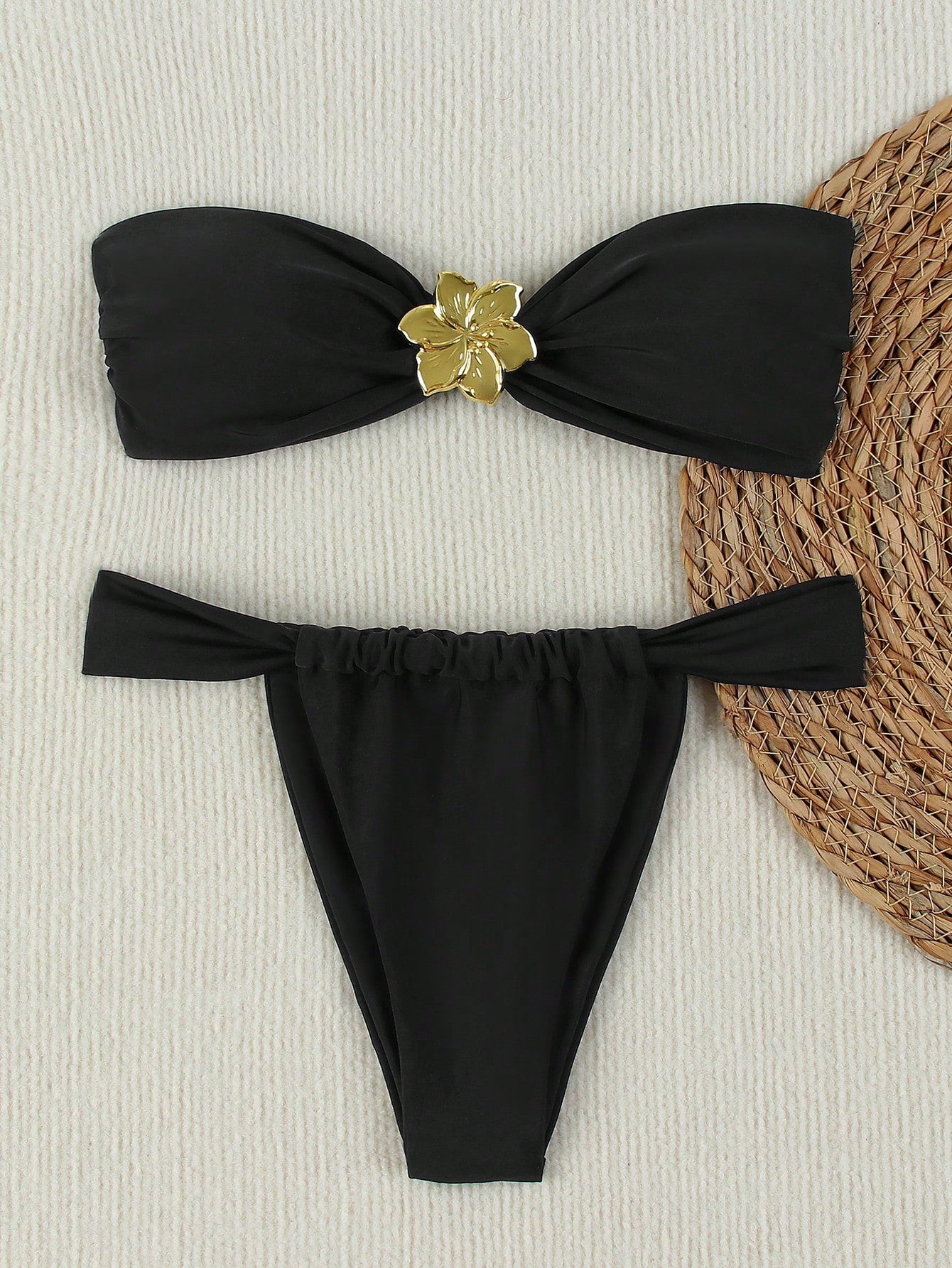 Sexy Solid Color Bandeau Women Bikini Swimwear Summer Spring 2026 Beach Holiday Outfits,Women,Vacation Outfits Women,Going Out Top