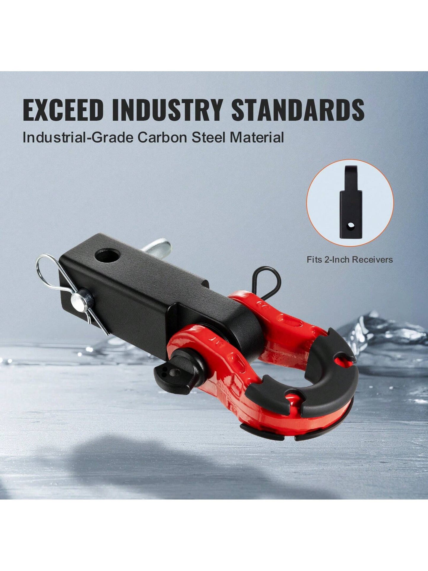 Shackle Hitch Receiver For 2" Receivers, Breaking Strength 44100 Lbs-66000 Lbs, D-Ring Shackle With Trailer Hitch Lock Pin, Heavy Duty Towing Accessory For Truck, SUV Recovery, Aluminum Alloy Or Alloy