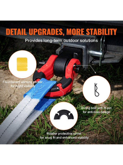 Shackle Hitch Receiver For 2" Receivers, Breaking Strength 44100 Lbs-66000 Lbs, D-Ring Shackle With Trailer Hitch Lock Pin, Heavy Duty Towing Accessory For Truck, SUV Recovery, Aluminum Alloy Or Alloy