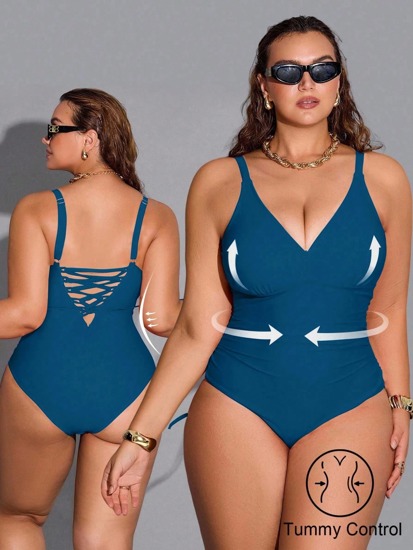 Shapewave Plus Size Women Sexy One-Piece Swimsuit