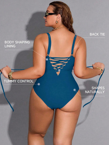 Shapewave Plus Size Women Sexy One-Piece Swimsuit