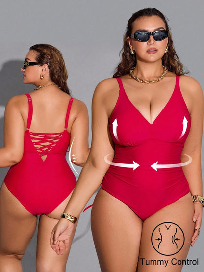 Shapewave Plus Size Women Sexy One-Piece Swimsuit