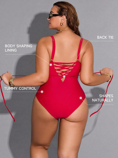 Shapewave Plus Size Women Sexy One-Piece Swimsuit