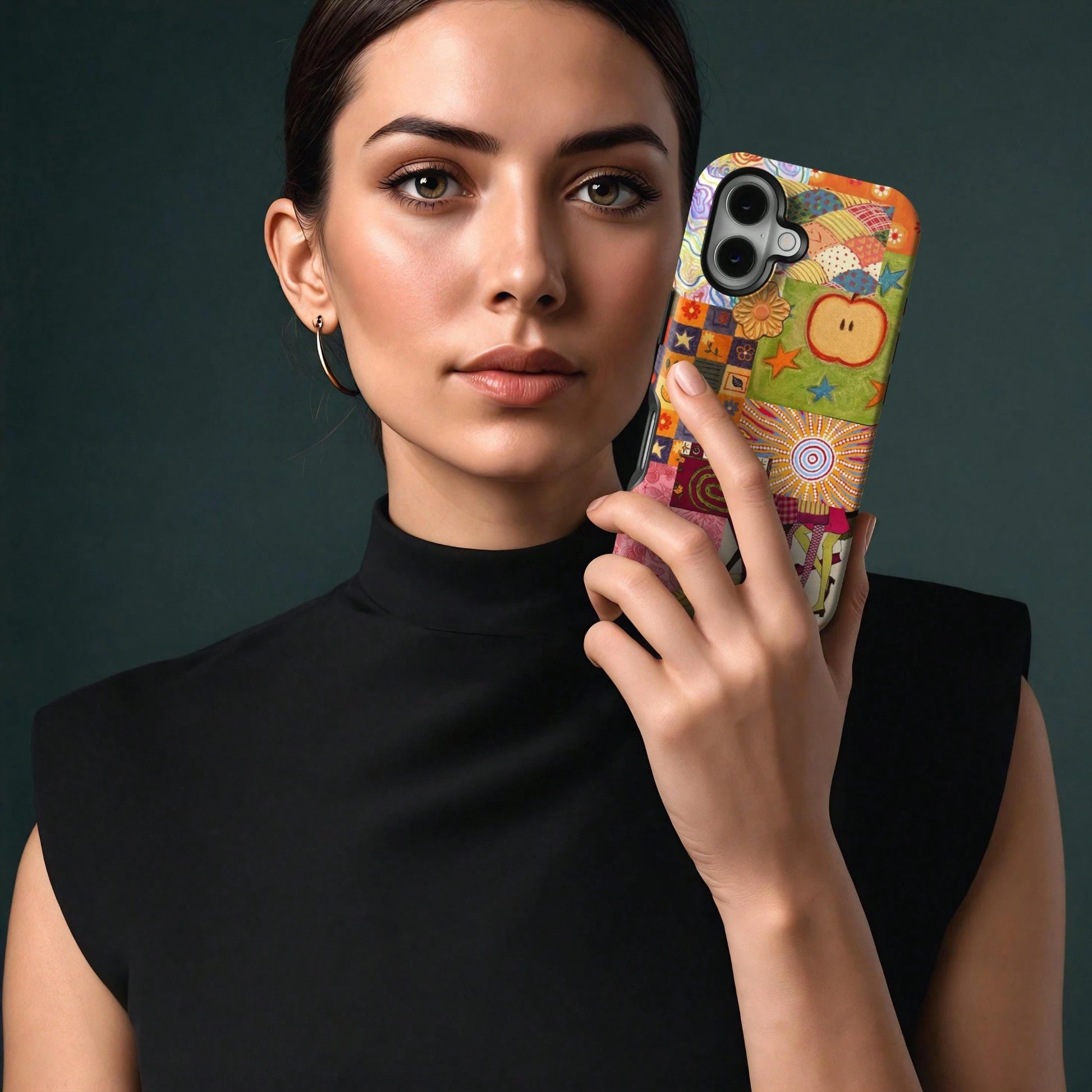 Shockproof Collage Elements Fashion Phone Case Vintage Interesting Artistic Ladybug & Floral Collage Phone Case Compatible With Iphone 17 16 15 14 Pro Max Plus 13 12 11 Spring Gift Birthday