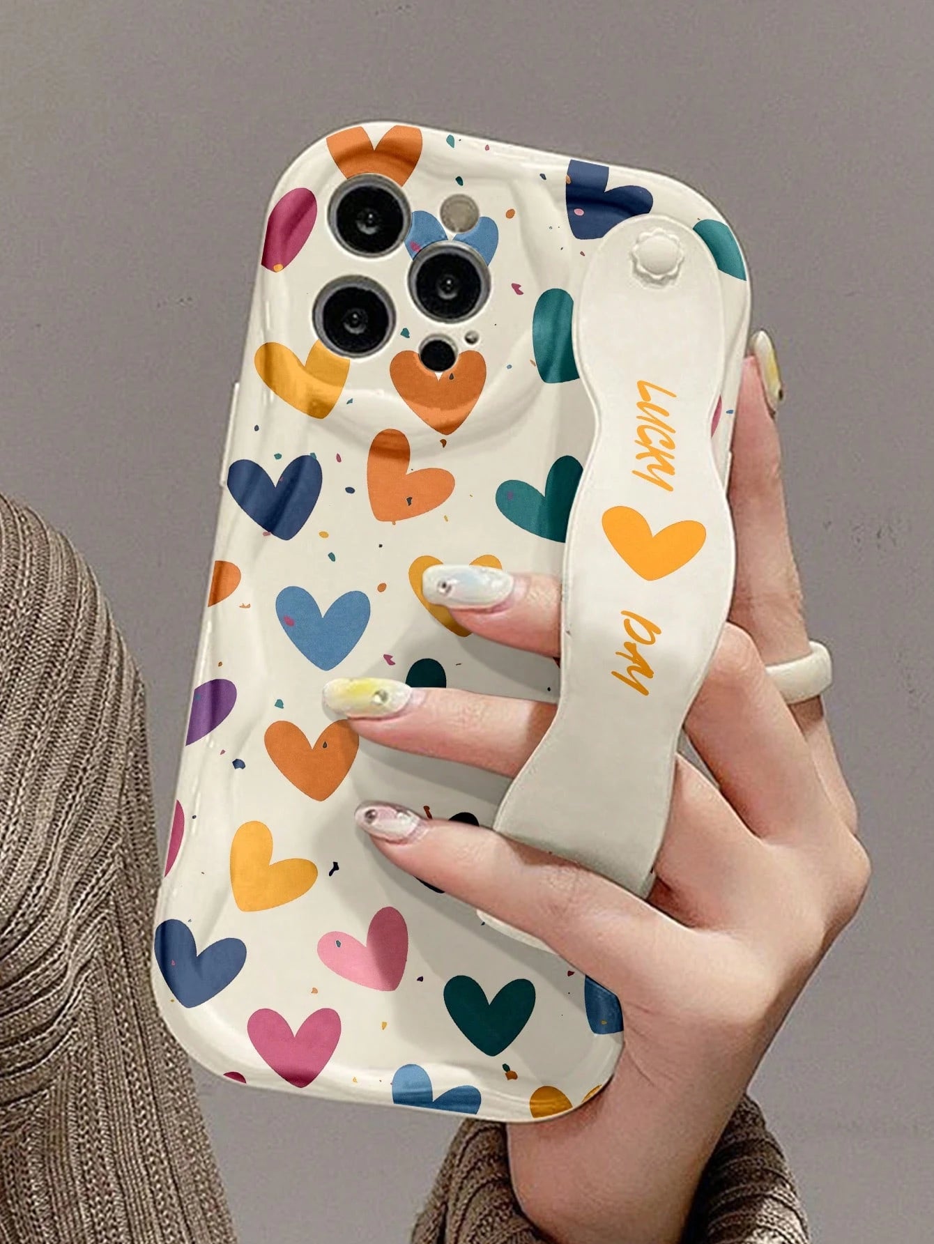 Shockproof Heart Pattern Novelty 1pc Fashion Love Print Thick Anti-Drop Phone Case With Stand Compatible With Apple & Series Waterproof Shockproof Scratch Resistant Anniversary Birthday Gift
