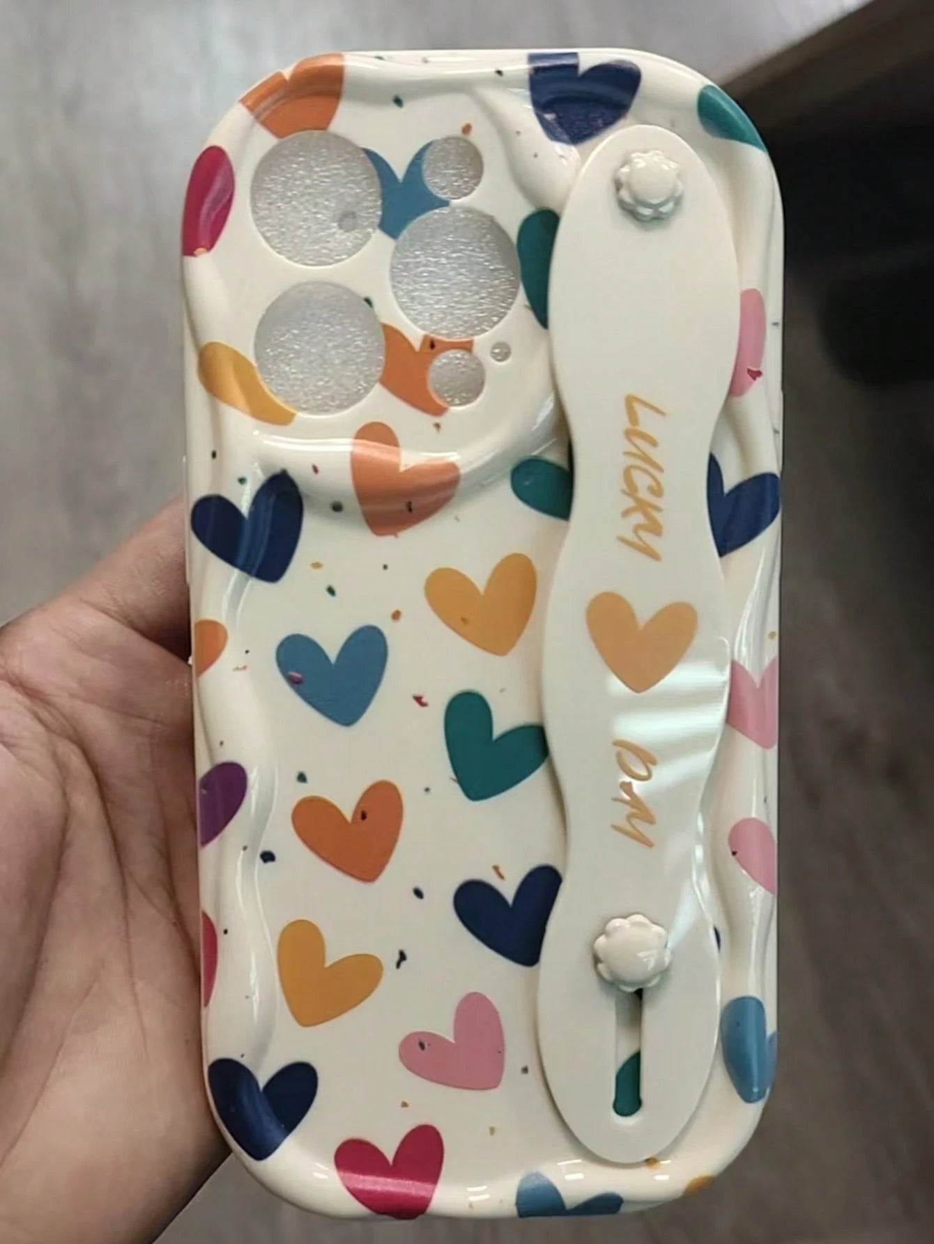 Shockproof Heart Pattern Novelty 1pc Fashion Love Print Thick Anti-Drop Phone Case With Stand Compatible With Apple & Series Waterproof Shockproof Scratch Resistant Anniversary Birthday Gift