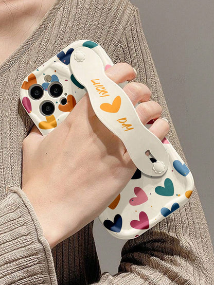 Shockproof Heart Pattern Novelty 1pc Fashion Love Print Thick Anti-Drop Phone Case With Stand Compatible With Apple & Series Waterproof Shockproof Scratch Resistant Anniversary Birthday Gift