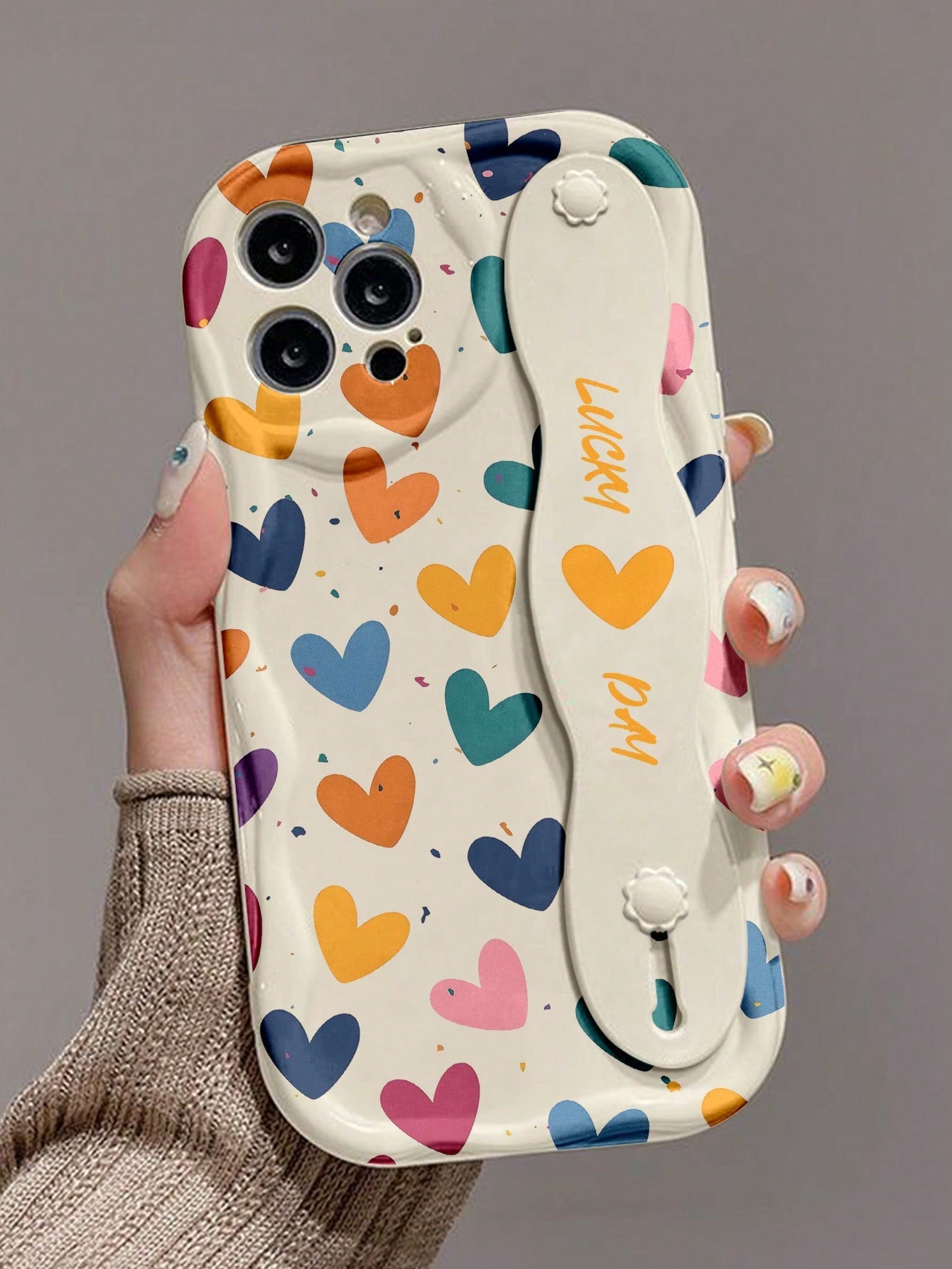 Shockproof Heart Pattern Novelty 1pc Fashion Love Print Thick Anti-Drop Phone Case With Stand Compatible With Apple & Series Waterproof Shockproof Scratch Resistant Anniversary Birthday Gift