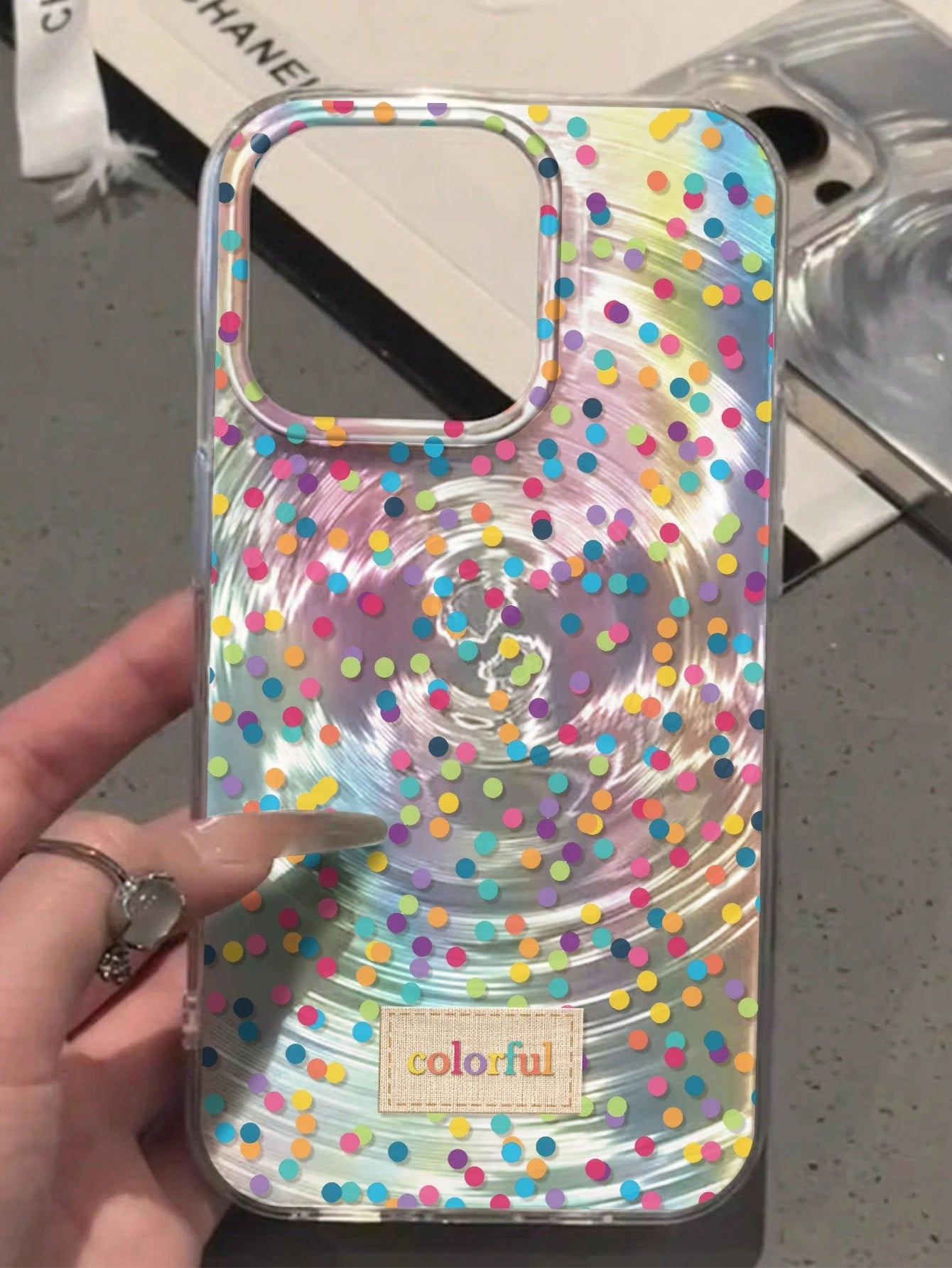 Shockproof Polka Dot Element Fashion Phone Cases Shockproof Polka Dot Pattern Fashion Phone Case New Holographic Swirl High-End Transparent Painted Anti-Fall Phone Case Compatible With IPhone 14, 14 P