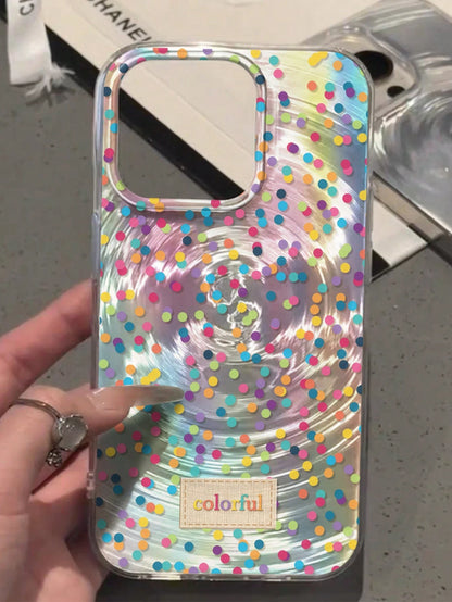 Shockproof Polka Dot Element Fashion Phone Cases Shockproof Polka Dot Pattern Fashion Phone Case New Holographic Swirl High-End Transparent Painted Anti-Fall Phone Case Compatible With IPhone 14, 14 P