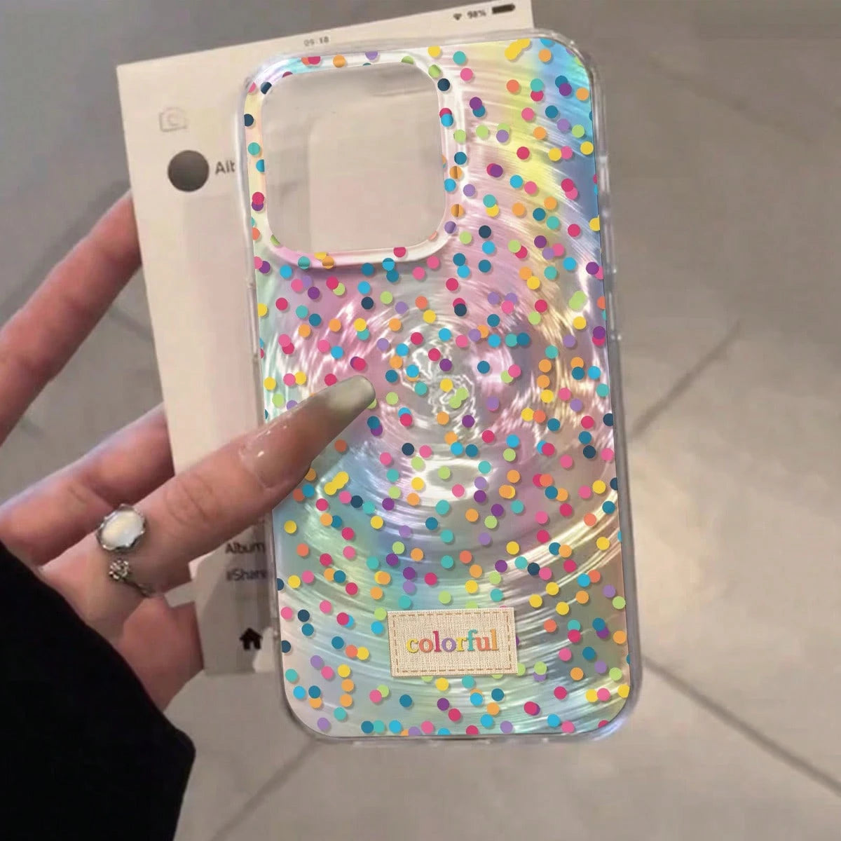 Shockproof Polka Dot Element Fashion Phone Cases Shockproof Polka Dot Pattern Fashion Phone Case New Holographic Swirl High-End Transparent Painted Anti-Fall Phone Case Compatible With IPhone 14, 14 P