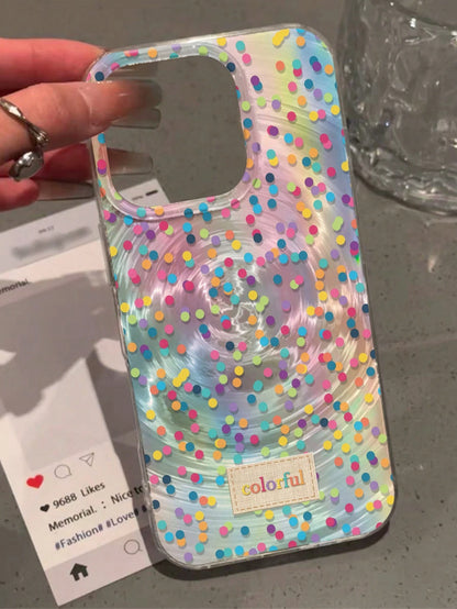 Shockproof Polka Dot Element Fashion Phone Cases Shockproof Polka Dot Pattern Fashion Phone Case New Holographic Swirl High-End Transparent Painted Anti-Fall Phone Case Compatible With IPhone 14, 14 P