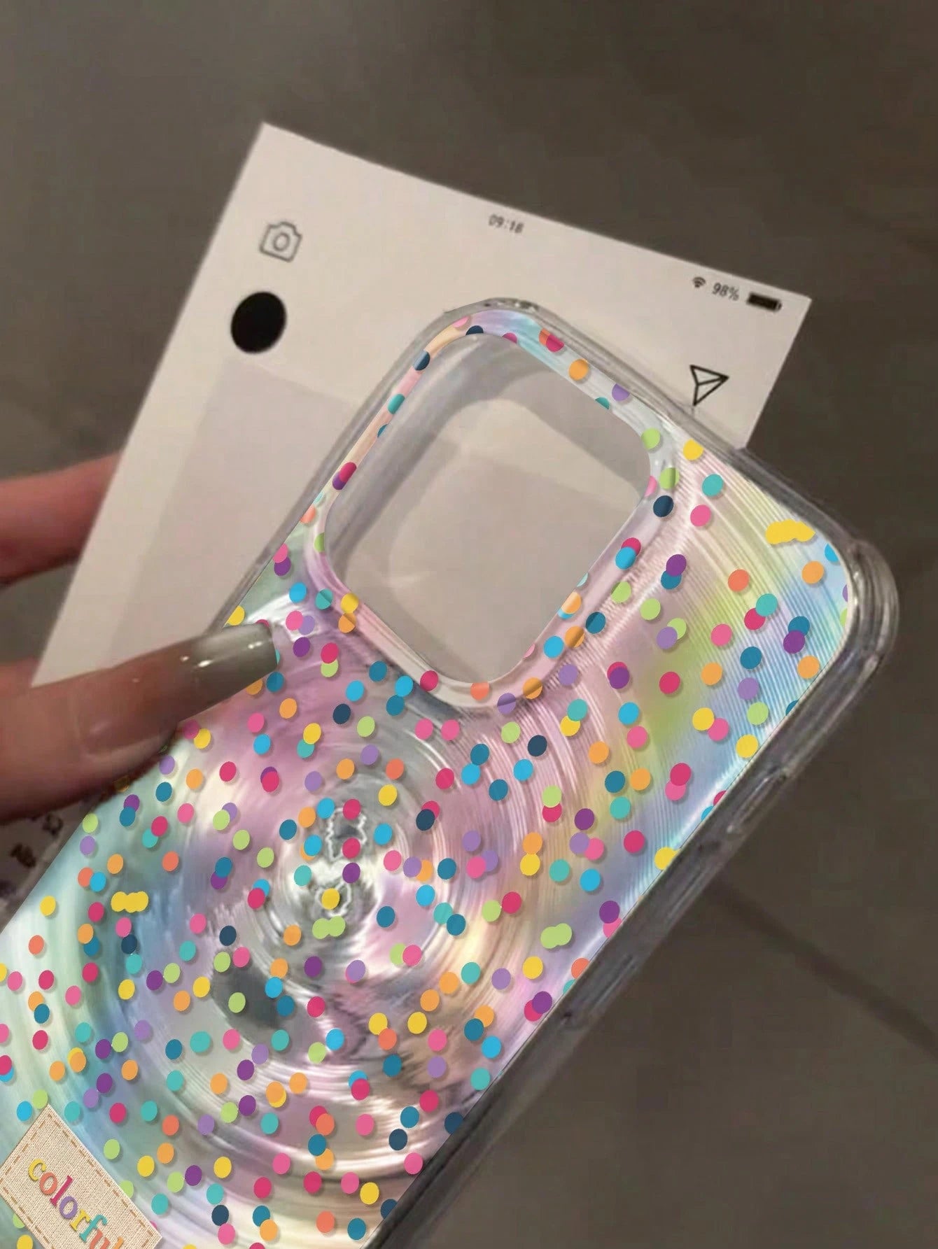 Shockproof Polka Dot Element Fashion Phone Cases Shockproof Polka Dot Pattern Fashion Phone Case New Holographic Swirl High-End Transparent Painted Anti-Fall Phone Case Compatible With IPhone 14, 14 P