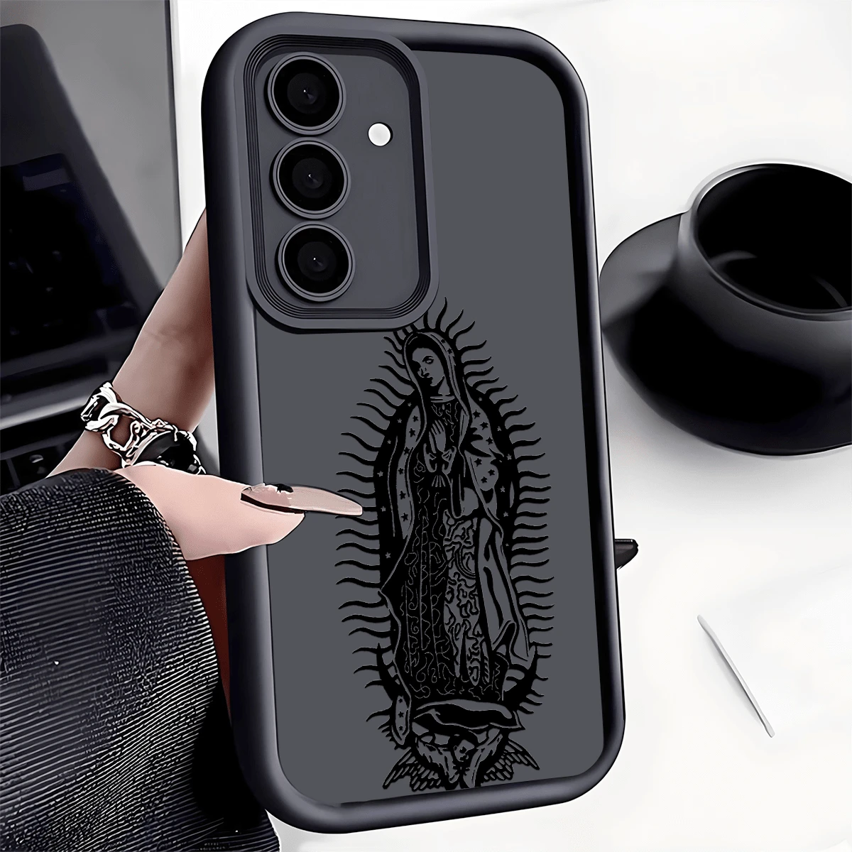 Shockproof Religious Mythological Character Elements Fashion Phone Cases Cartoon Religious Inspirational Slogan Phone Case, Anti-Slip Protective Cover Compatible With IPhone, Compatible With Honor, Co