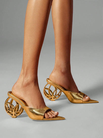 SHUZIA Women's Glorious Chic Party Sexyollow Ball Shaped Heel Slip-On Sandals