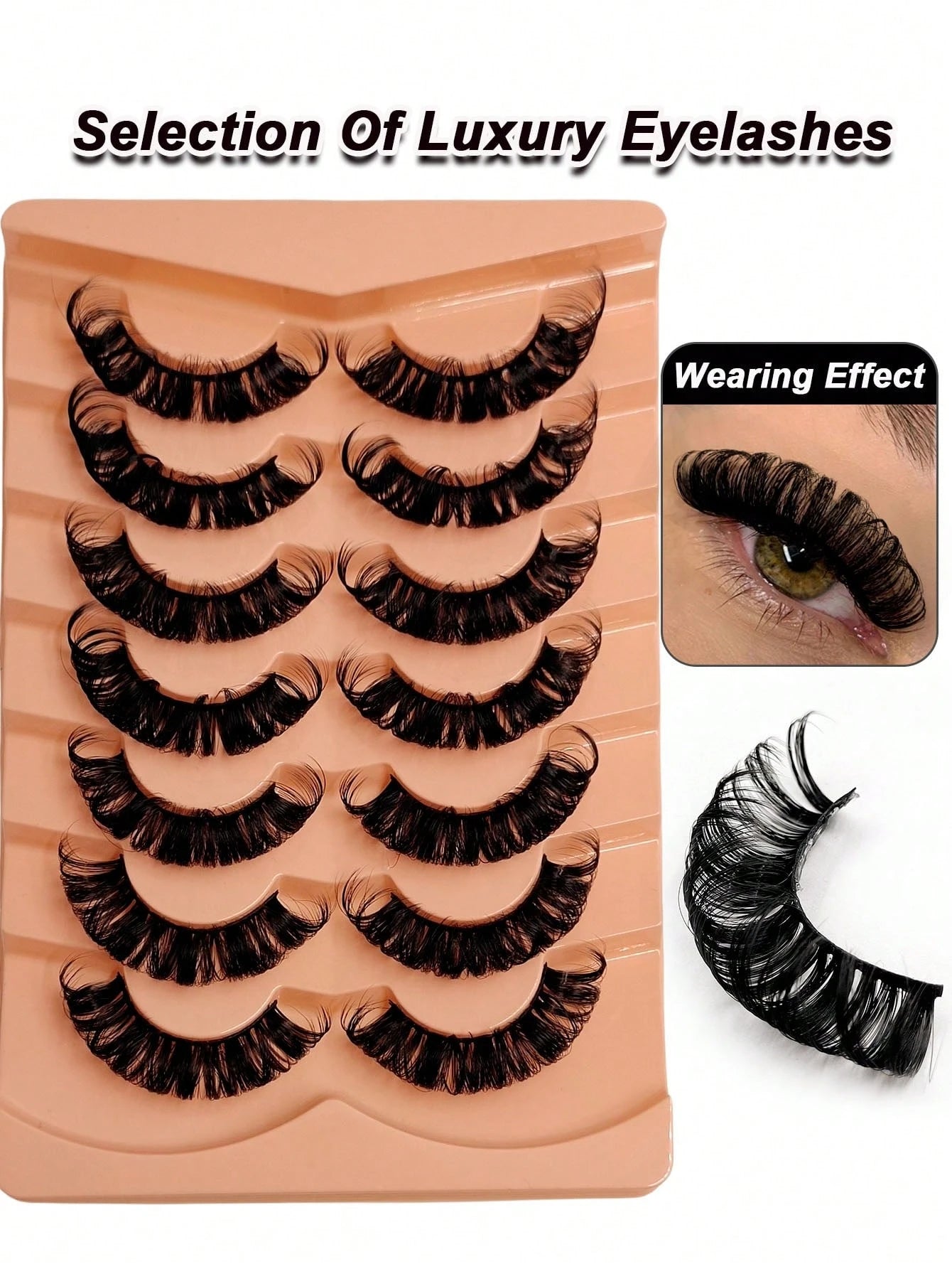 Sibeuna 7 Pairs 25mm Volume Eyelashes Long-Lasting Thick D Curl Eyelashes Fluffy Dramatic For Costume Party Lashes